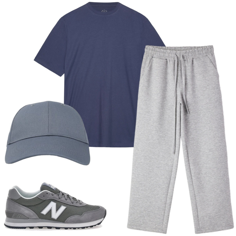 Outfit uomo - Total look #2414681. Stile Urban per Sport. Abbinamento con cappelli con visiera, pantaloni, t-shirt, sneakers.