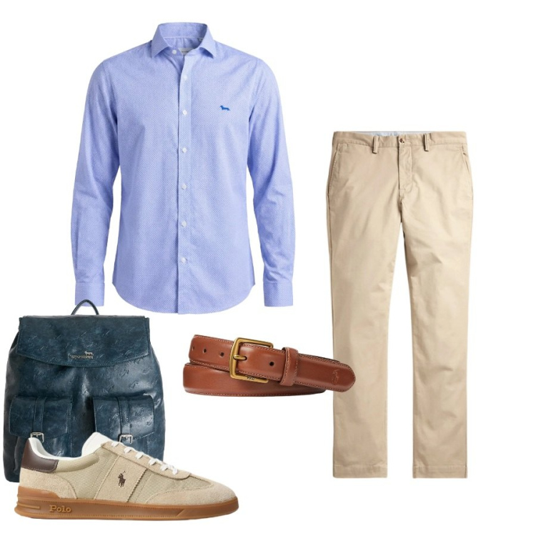 Outfit uomo - Total look #2414682. Stile Casual per Tutti i giorni. Abbinamento con borse sportive, camicie, cinture, pantaloni, sneakers.