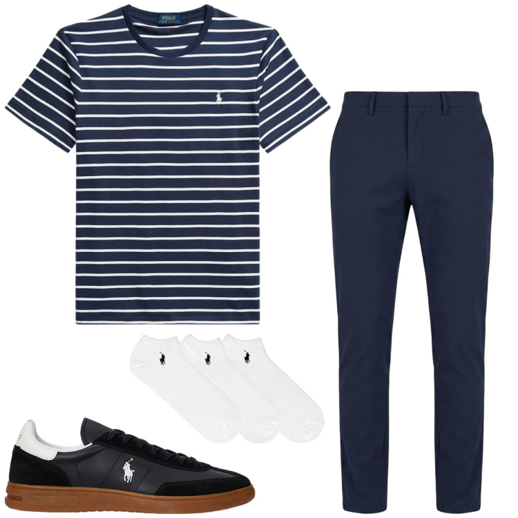 Outfit uomo - Total look #2414684. Stile Casual per Tutti i giorni. Abbinamento con pantaloni chino, calzini, sneakers, t-shirt.