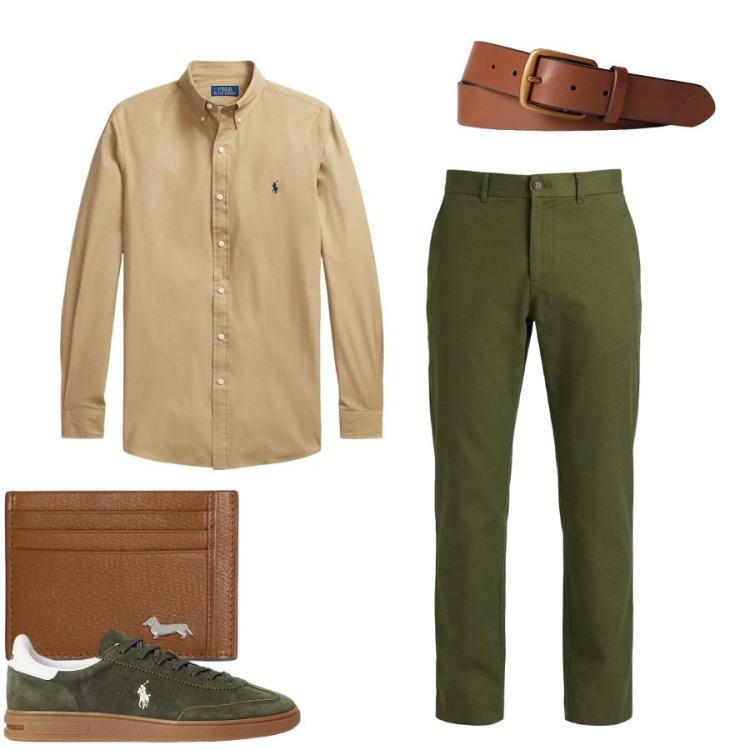 Outfit uomo - Total look #2414685. Stile Casual per Tutti i giorni. Abbinamento con portafogli, pantaloni, camicie, cinture, sneakers.