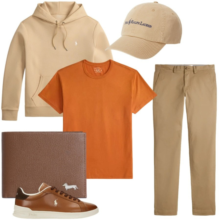 Outfit uomo - Total look #2414690. Stile Casual per Tutti i giorni. Abbinamento con portafogli, sneakers, cappelli, pantaloni chino, t-shirt, felpe con cappuccio.