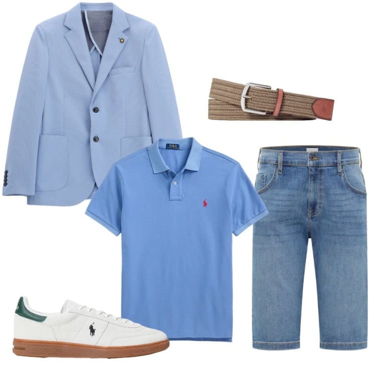 Outfit uomo - Total look #2414694. Stile Casual per Tutti i giorni. Abbinamento con bermuda, giacche, cinture, polo, sneakers.