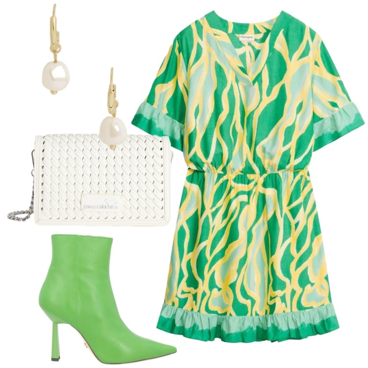 Outfit donna - Total look #2414700. Stile Glamour per Serata fuori. Abbinamento con stivaletti, vestiti, borse a tracolla, orecchini.