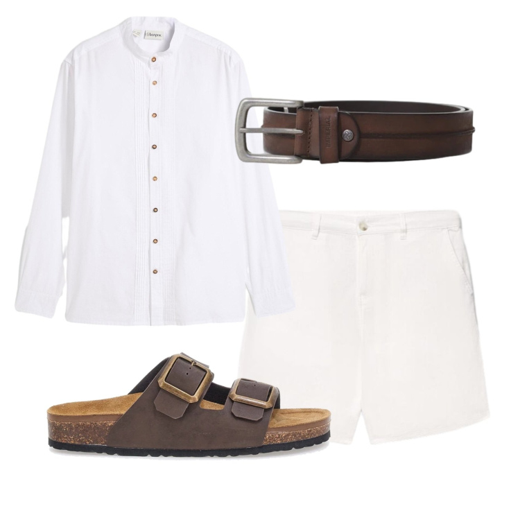 Outfit uomo - Total look #2414712. Stile Trendy per Tutti i giorni. Abbinamento con camicie, shorts, cinture, sandali.