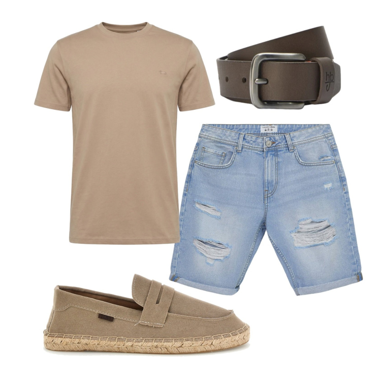 Outfit uomo - Total look #2414720. Stile Casual per Tutti i giorni. Abbinamento con bermuda, t-shirt, cinture, espadrillas.