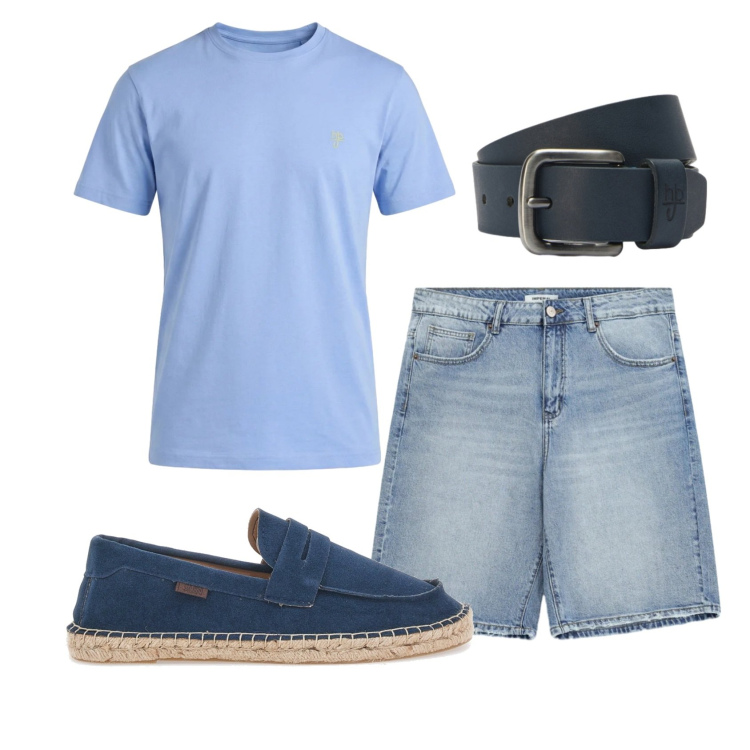 Outfit uomo - Total look #2414722. Stile Casual per Tutti i giorni. Abbinamento con bermuda, t-shirt, cinture, espadrillas.