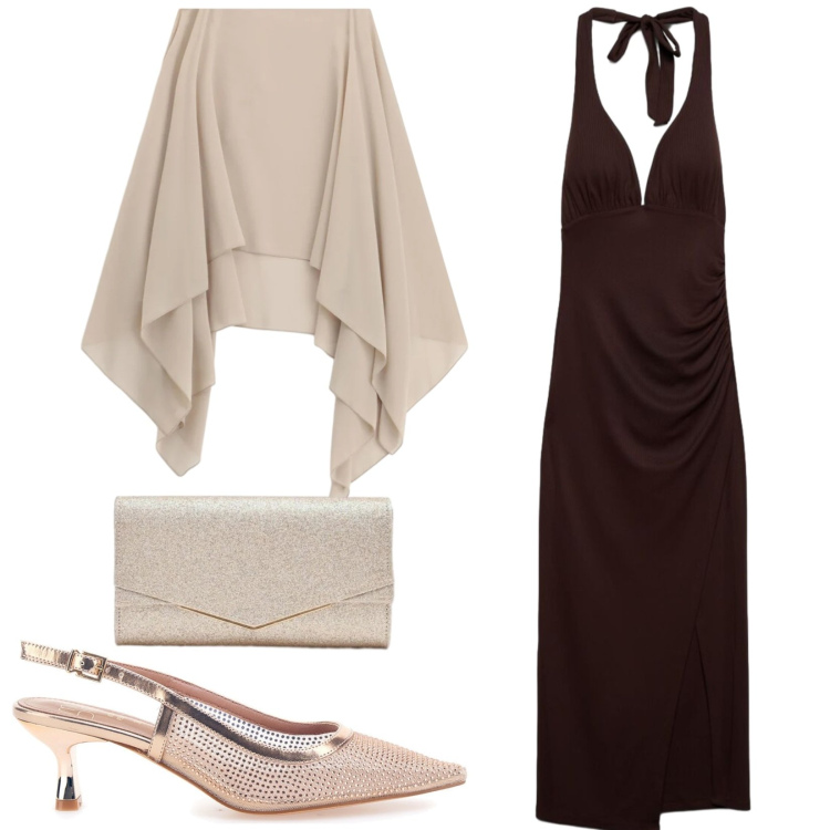 Outfit donna - Total look #2414728. Stile Chic per Cerimonia. Abbinamento con vestiti lunghi, clutch, cappe, décolleté.
