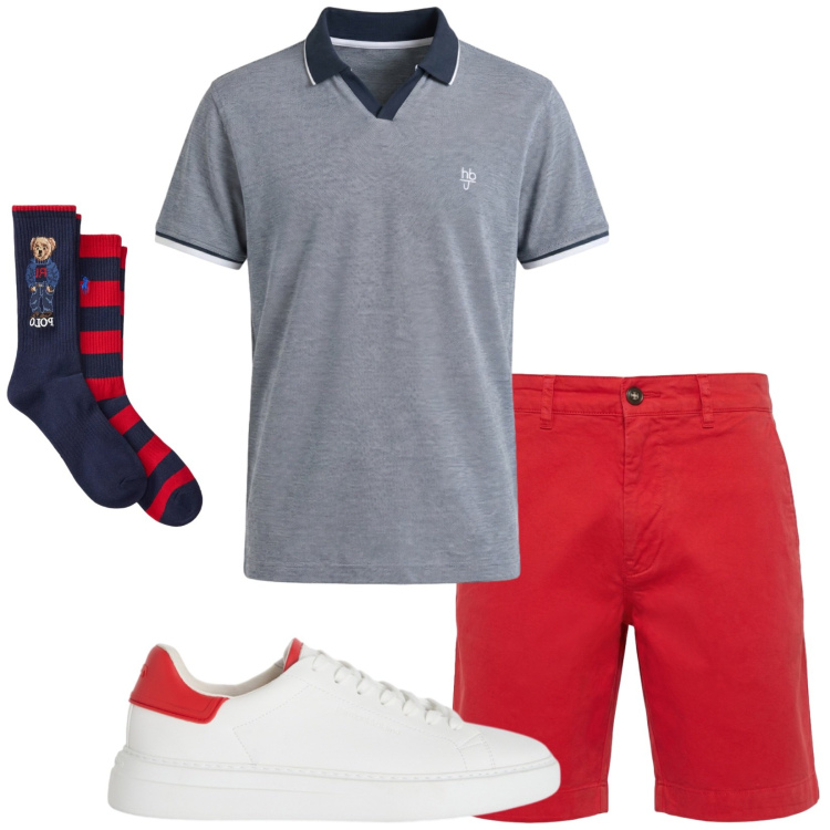 Outfit uomo - Total look #2414732. Stile Casual per Tutti i giorni. Abbinamento con sneakers, bermuda, polo, calzini.