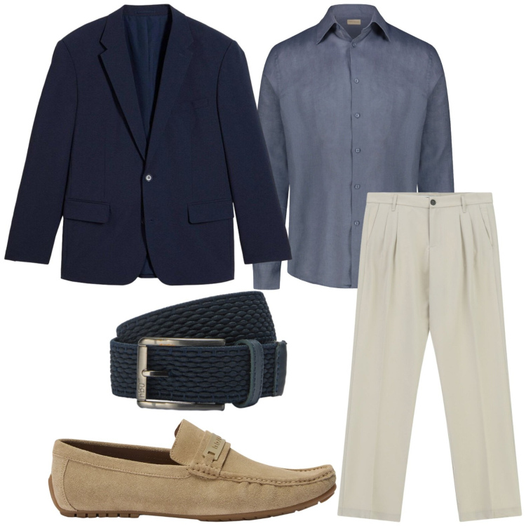 Outfit uomo - Dettagli curati. Stile Trendy per Ufficio. Abbinamento con giacche, pantaloni, scarpe stringate, cinture, camicie.