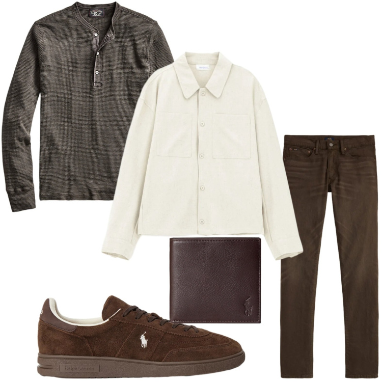 Outfit uomo - Camicia classica. Stile Casual per Tutti i giorni. Abbinamento con camicie, t-shirt, portafogli, jeans, sneakers.