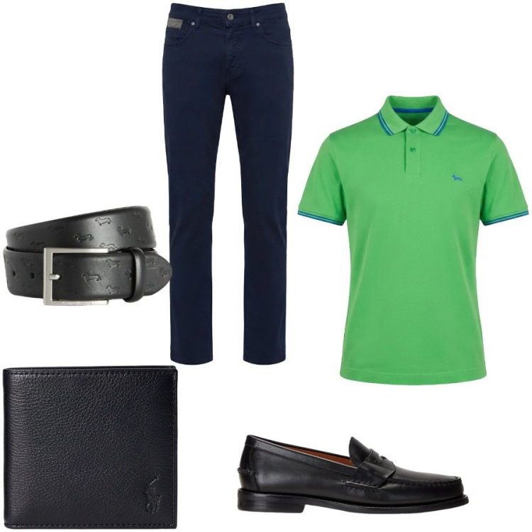 Outfit uomo - Total look #2414840. Stile Casual per Tutti i giorni. Abbinamento con cinture, pantaloni, polo, scarpe stringate, portafogli.