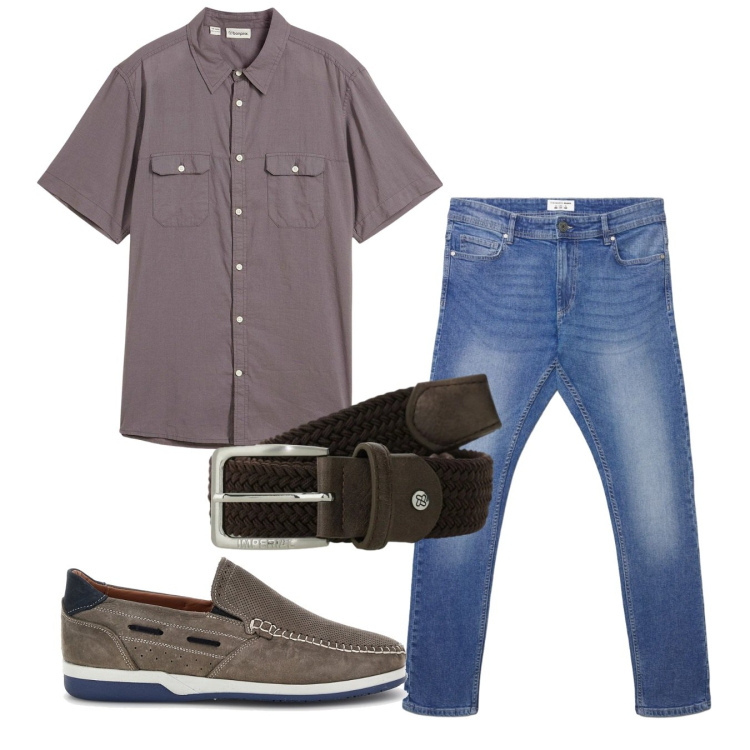Outfit uomo - Jeans forever. Stile Casual per Tutti i giorni. Abbinamento con camicie a manica corta, jeans skinny, cinture, scarpe stringate.