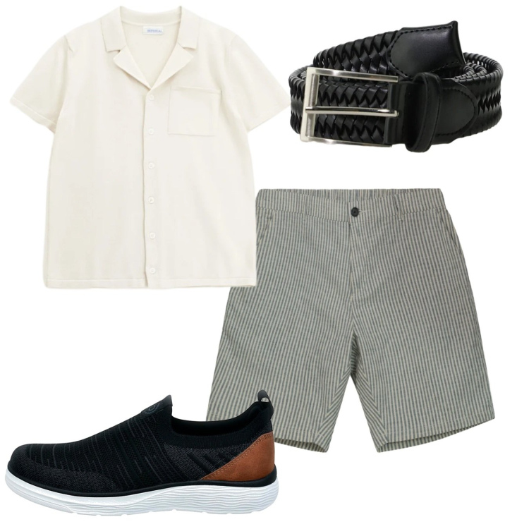 Outfit uomo - Righini. Stile Casual per Tutti i giorni. Abbinamento con camicie a manica corta, cinture, bermuda, sneakers.