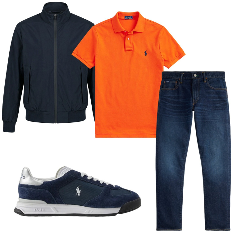 Outfit uomo - Total look #2414865. Stile Casual per Tutti i giorni. Abbinamento con polo, jeans, sneakers, giacche.