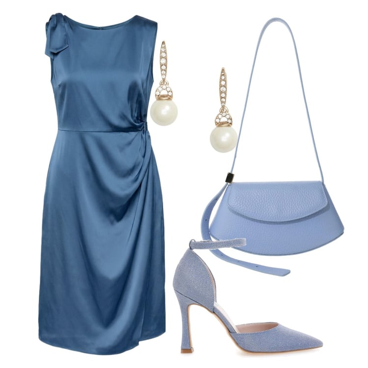Outfit donna - Chic. Stile Bon Ton per Cerimonia. Abbinamento con borse a spalla, vestiti midi/longuette, orecchini, décolleté.