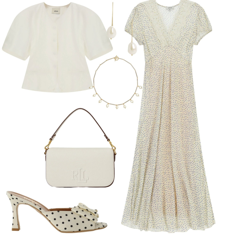 Outfit donna - Bon ton cerimonia evento serata. Stile Bon Ton per Cerimonia. Abbinamento con vestiti midi/longuette, sandali col tacco, blazer, orecchini, collane, borse a spalla.
