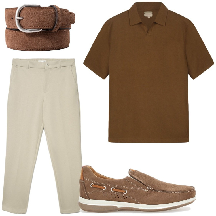 Outfit uomo - Lavoro e poi usciamo. Stile Trendy per Tutti i giorni. Abbinamento con pantaloni chino, cinture, polo, scarpe stringate.