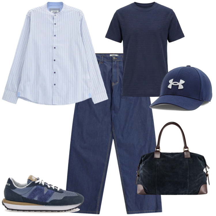 Outfit uomo - Urban week end. Stile Urban per Tutti i giorni. Abbinamento con camicie, jeans, t-shirt, borse sportive, cappelli, sneakers.