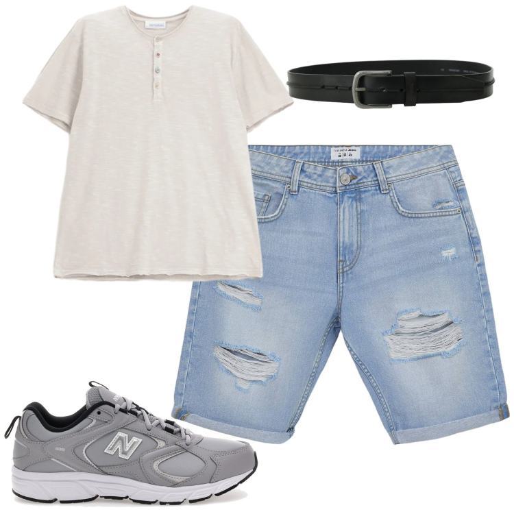 Outfit uomo - Total look #2414983. Stile Casual per Tutti i giorni. Abbinamento con bermuda, cinture, t-shirt, sneakers.