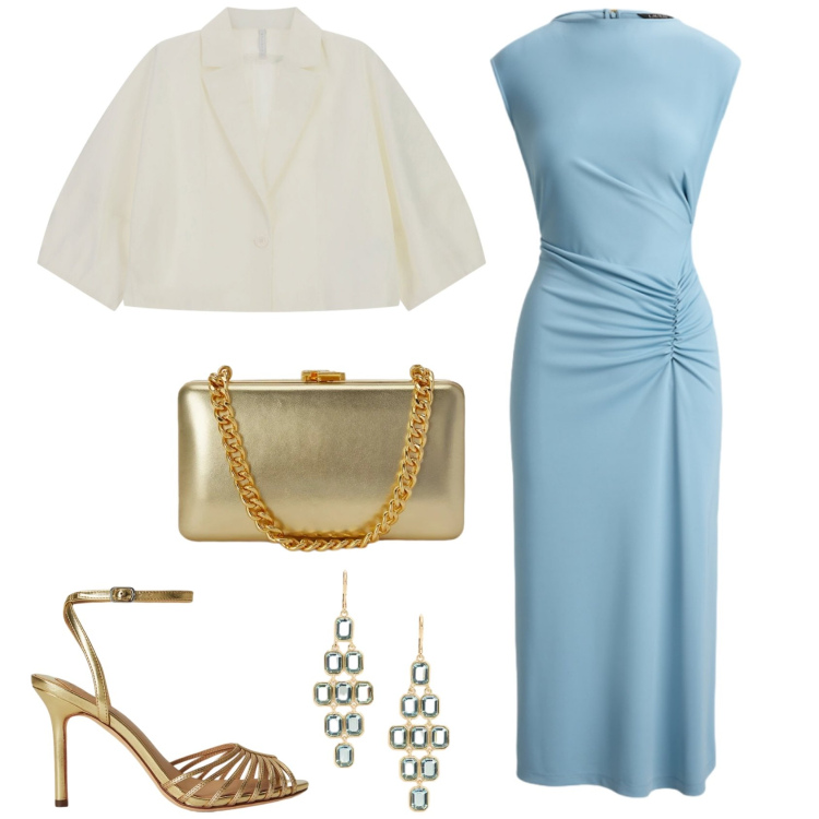 Outfit donna - Una cerimonia vintage. Stile Vintage retrò per Cerimonia. Abbinamento con blazer, vestiti a tubino, clutch, sandali in pelle, orecchini.
