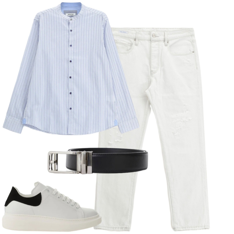 Outfit uomo - Imperial. Stile Casual per Tutti i giorni. Abbinamento con sneakers, cinture, camicie, jeans dritti.