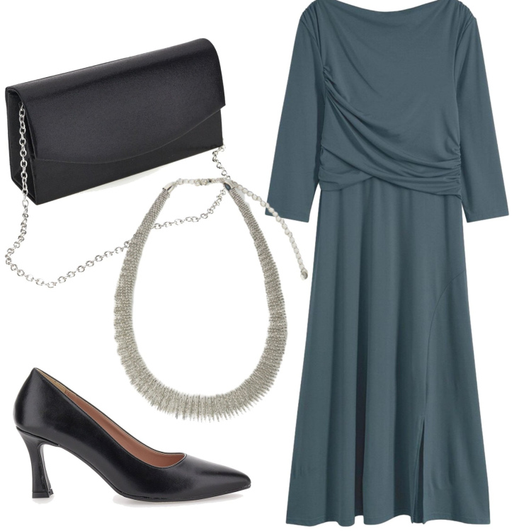 Outfit donna - Total look #2415001. Stile Bon Ton per Serata fuori. Abbinamento con vestiti midi/longuette, collane, décolleté, borse a tracolla.
