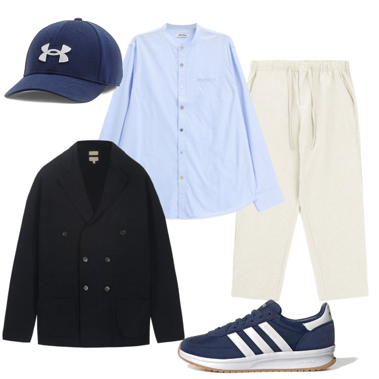 Outfit uomo - I colori del mare. Stile Trendy per Tutti i giorni. Abbinamento con pantaloni, camicie, cardigans, cappelli, sneakers.