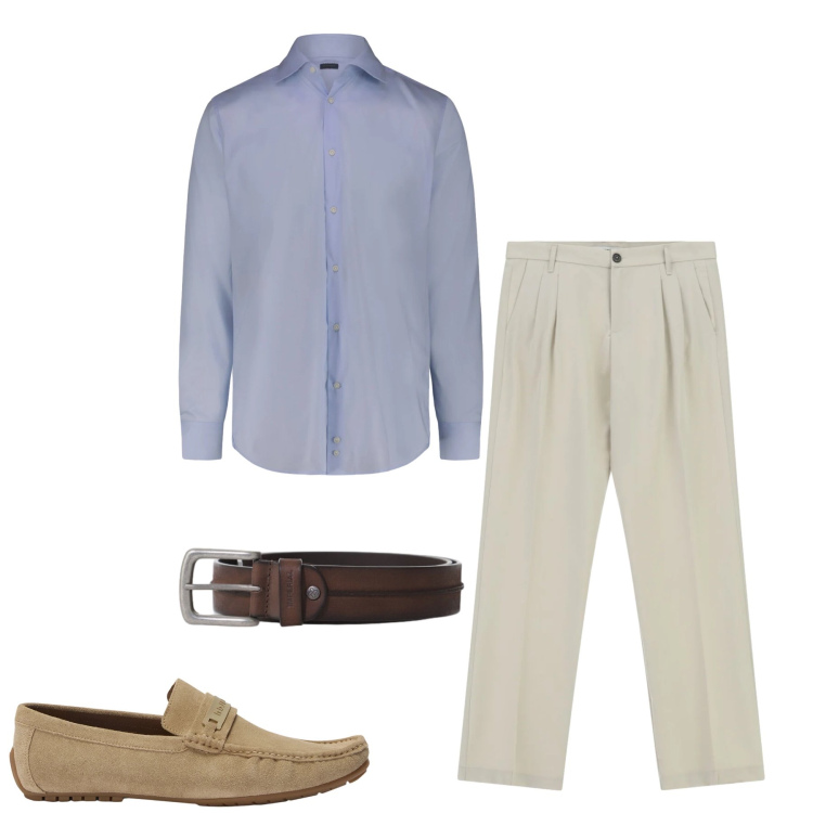 Outfit uomo - Total look #2415065. Stile Casual per Tutti i giorni. Abbinamento con pantaloni, cinture, scarpe stringate, camicie.