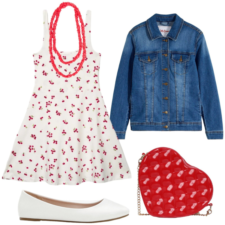 Outfit donna - Total look #2415087. Stile Vintage retrò per Tutti i giorni. Abbinamento con blazer, ballerine, borse a tracolla, vestiti corti, collane.