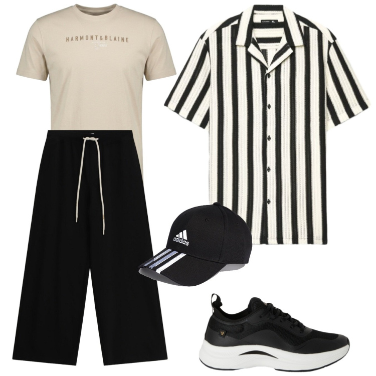 Outfit uomo - Vado in crociera. Stile Casual per Mare. Abbinamento con camicie a manica corta, pantaloni, t-shirt, sneakers, cappelli con visiera.