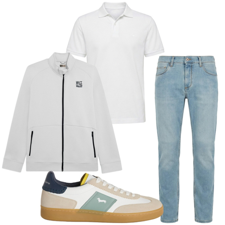 Outfit uomo - Total look #2415111. Stile Casual per Tutti i giorni. Abbinamento con jeans slim fit, polo, sneakers, felpe.