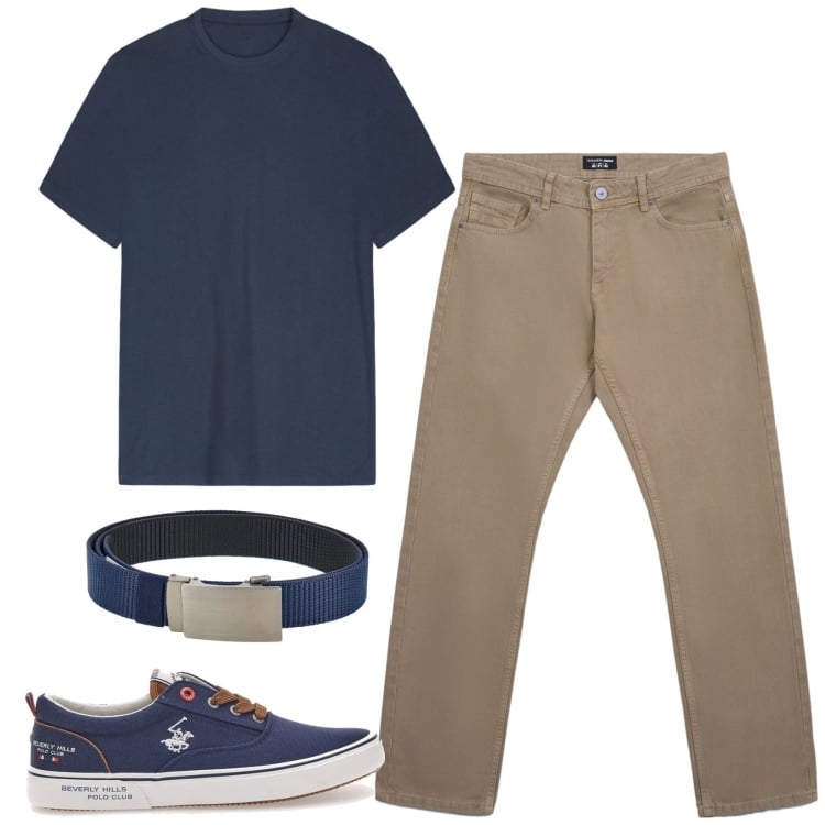 Outfit uomo - Total look #2415112. Stile Casual per Tutti i giorni. Abbinamento con jeans, t-shirt, sneakers, cinture.