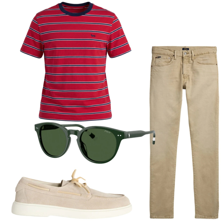 Outfit uomo - Total look #2415114. Stile Casual per Tutti i giorni. Abbinamento con scarpe stringate, t-shirt, jeans, occhiali da sole.