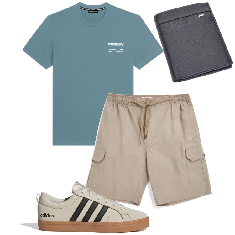 Outfit uomo - Total look #2415116. Stile Casual per Tutti i giorni. Abbinamento con t-shirt, portafogli, sneakers, bermuda.