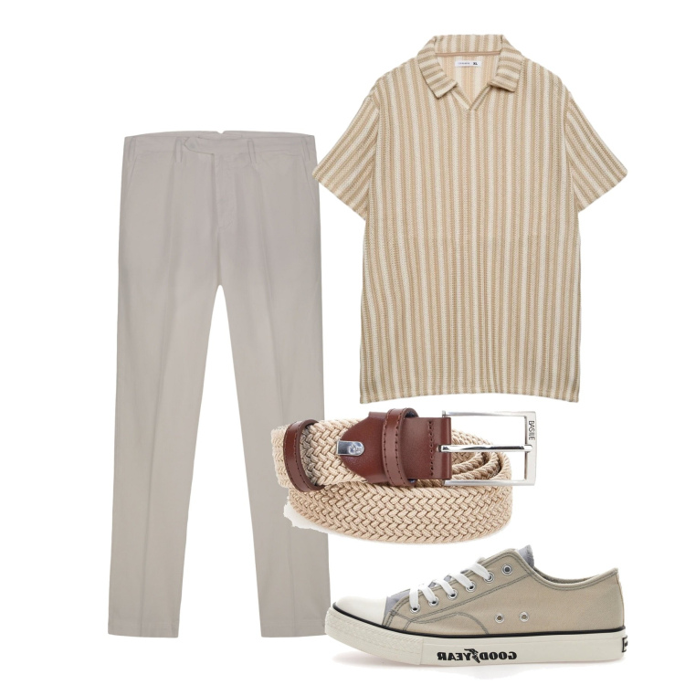 Outfit uomo - Giugno. Stile Casual per Tutti i giorni. Abbinamento con polo, pantaloni, sneakers, cinture.