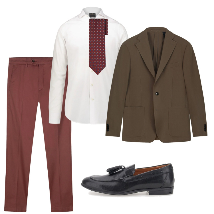 Outfit uomo - Serata a cena. Stile Business/Elegante per Serata speciale. Abbinamento con camicie, pantaloni chino, giacche, cravatte, scarpe stringate.