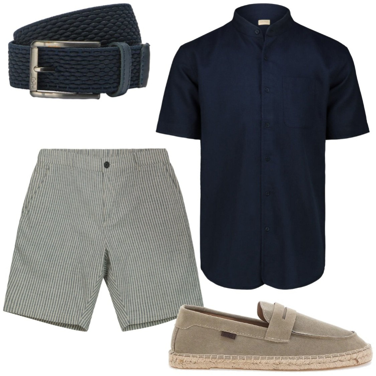 Outfit uomo - Le espadrillas mocassino. Stile Trendy per Serata speciale. Abbinamento con cinture, bermuda, camicie a manica corta, espadrillas.