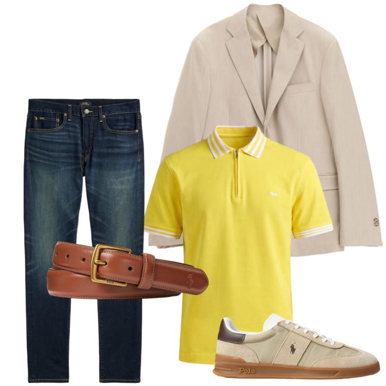 Outfit uomo - Total look #2415174. Stile Casual per Ufficio. Abbinamento con giacche, polo, cinture, jeans, sneakers.