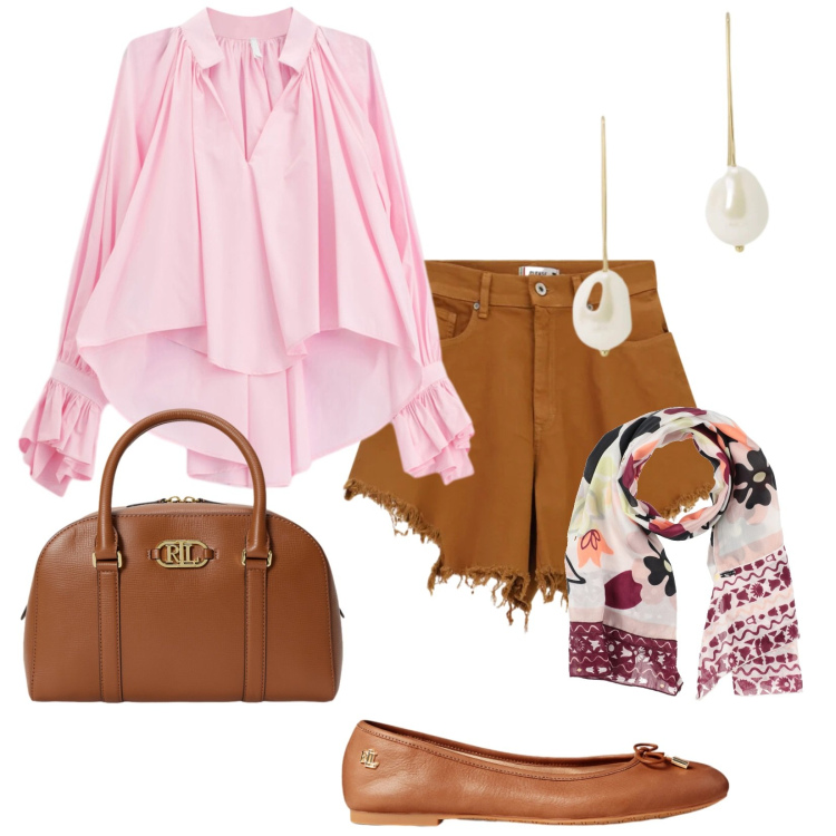 Outfit donna - Retrò contemporaneo. Stile Vintage retrò per Tutti i giorni. Abbinamento con sciarpe, camicie, shorts, ballerine, orecchini, borse a mano.