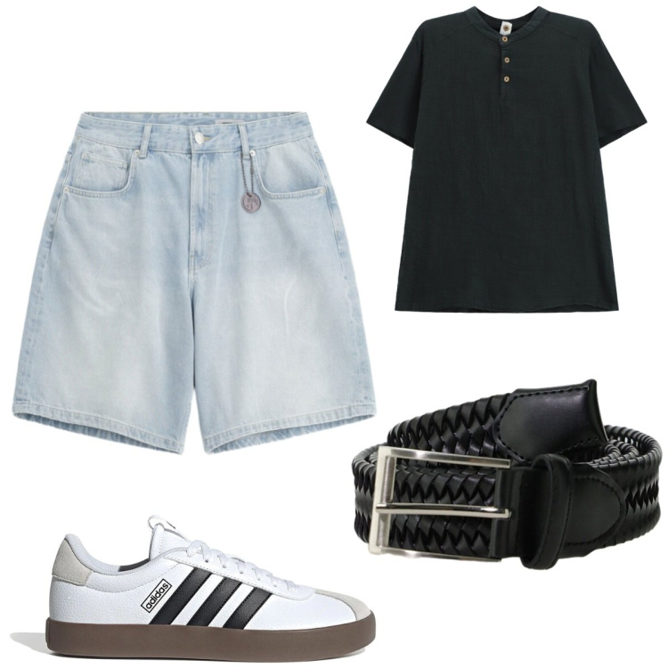 Outfit uomo - Jeans corti. Stile Casual per Tutti i giorni. Abbinamento con bermuda, cinture, t-shirt, sneakers.
