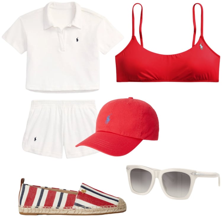 Outfit donna - Total look #2415257. Stile Trendy per Mare. Abbinamento con cappelli, occhiali da sole, espadrillas, vestiti da spiaggia, bikini.