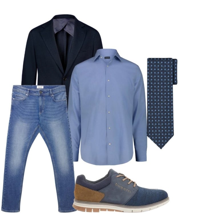 Outfit uomo - Total look #2415266. Stile Urban per Ufficio. Abbinamento con scarpe stringate, jeans skinny, giacche, cravatte, camicie.