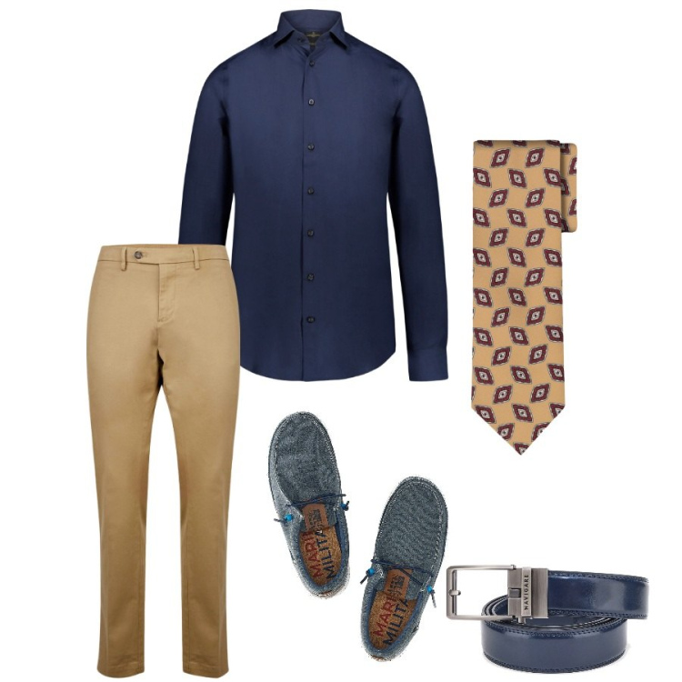Outfit uomo - Total look #2415267. Stile Urban per Ufficio. Abbinamento con camicie, pantaloni chino, cravatte, scarpe stringate, cinture.