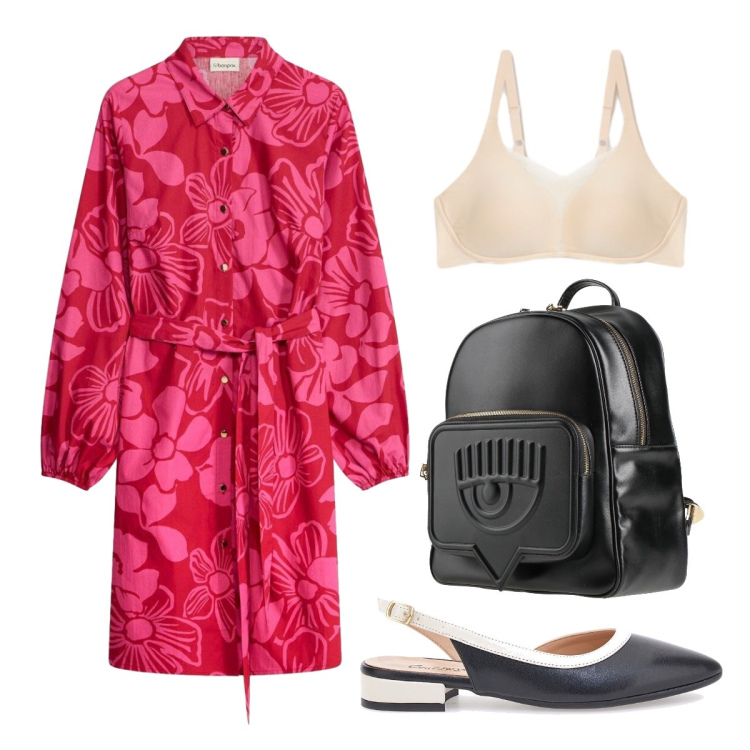 Outfit donna - 18 anni colorati. Stile Casual chic per Cerimonia. Abbinamento con zaini, vestiti chemisier, reggiseni, ballerine.