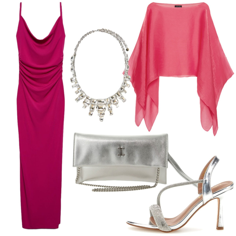 Outfit donna - Total look #2415364. Stile Glamour per Serata fuori. Abbinamento con vestiti lunghi, borse a tracolla, blazer, collane, sandali col tacco.