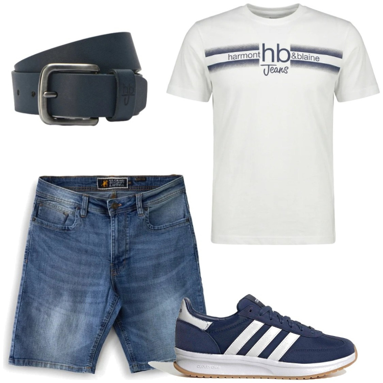Outfit uomo - Total look #2415366. Stile Casual per Tutti i giorni. Abbinamento con t-shirt, cinture, sneakers, bermuda.