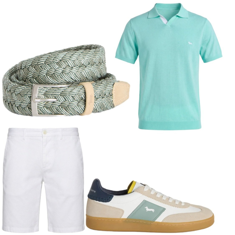 Outfit uomo - Total look #2415369. Stile Casual per Serata speciale. Abbinamento con bermuda, polo, cinture, sneakers.