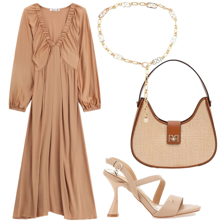 Outfit donna - Total look #2415382. Stile Boho per Serata fuori. Abbinamento con borse a spalla, cinture, vestiti midi/longuette, sandali col tacco.