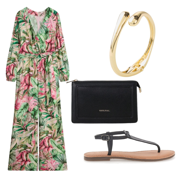 Outfit donna - Total look #2415396. Stile Etnico per Serata fuori. Abbinamento con tute, braccialetti, borse a tracolla, infradito.