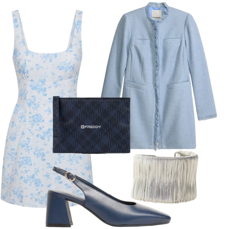 Outfit donna - Fascino contemporaneo. Stile Chic per Cerimonia. Abbinamento con blazer, décolleté, vestiti corti, braccialetti, clutch.